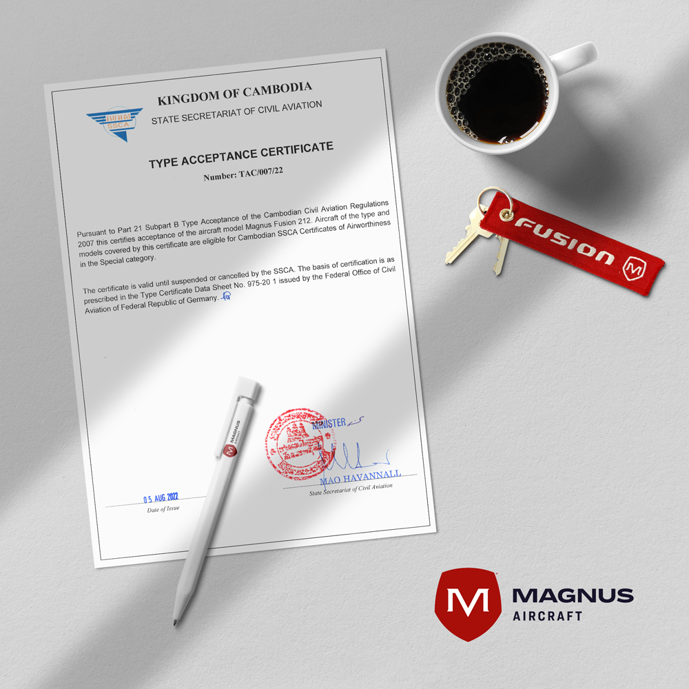 A CAMBODIAN TYPE CERTIFICATE HAS BEEN ADDED TO THE LIST OF MAGNUS FUSION LICENCES